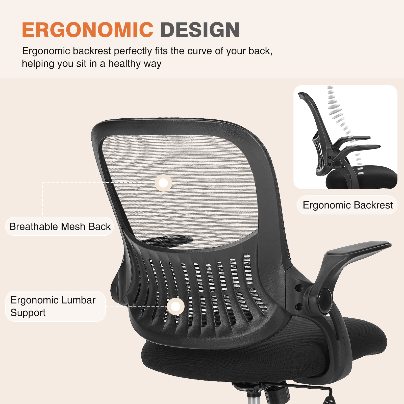 GIANNA 47-Inch Computer Desk & Mid-Back Swivel Office Chair Set for Office, Den, Home, Rustic Brown