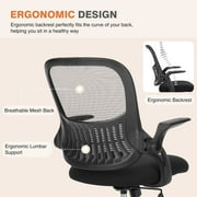 MCQ Home Ergonomic Office Chair with Adjustable and Flip-up Armrest,Heavy Duty Desk Chair with Lumbar Support, Black