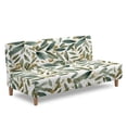thumbnail image 3 of SCRAWLGOD Leaf Print Sofa Cover Armless Couch Cover for 3 Cushion Couch Washable Anti Wrinkle Furniture Protector Soft Sofa Slipcover with Elastic Bottom for Dogs, 3 of 9
