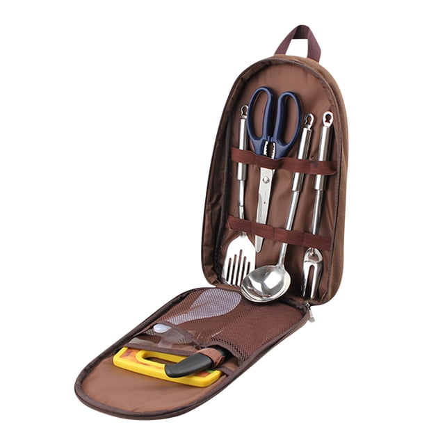 Outdoor Kitchenware Portable Set Self Driving Kitchenware Storage Bag Cutting Board Knife Combination 7-piece Picnic Kitchenware Set