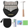 ammoon Cute Fox-shaped 17-Key Kalimba Finger Piano Acrylic Material with Carry Bag Musical Note Stickers Tuning Hammer Cleaning Cloth Music Book, Black