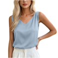 thumbnail image 2 of Gamivast V Neck Silk Shirts for Women Sleeveless Satin Tank Tops Casual Flowy Basic Camis Elegant Business Work Blouses Lightweight Summer Layering Undershirts Light Blue XXXL, 2 of 8