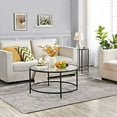 MQLIFEBOOM 36" Round Glass Coffee Table Black Circle Coffee Table