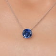 thumbnail image 3 of Gem Stone King 14K White Gold Blue Created Sapphire Pendant Necklace for Women | 3.66 Cttw | Gemstone September Birthstone | Round 10MM | With 18 inch Chain, 3 of 6