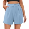 thumbnail image 2 of JIKNTTR High Waisted Shorts Women Dressy Shorts Casual High Waist Wide Leg Shorts Side Pockets Womens Drawstring Shorts, 2 of 9