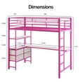 thumbnail image 6 of UBesGoo Full Loft Bed with Desk and Drawers, Metal Loft Bed with Storage Shelves, Charging Station and LED Lights, Pink, 6 of 9