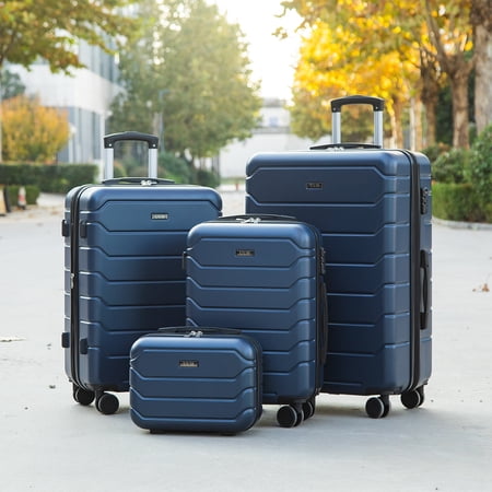 UUH-4 Piece Extra Large Capacity Durable ABS Expandable Luggage Set - Smooth Sliding Spinner Wheels, Telescopic Carrying Handle, 28/24/20/13 Inches, Ideal for Frequent Travellers and Family Holidays