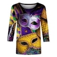 thumbnail image 5 of XMHJSMD 2024 Mardi Shirt for Women Carnival Themed Outfit Party Graphic 3/4 Sleeve Tunic Tops Crewneck Blouse Tshirt Women's Plus Size Tops (Yellow,Xxxl), 5 of 5