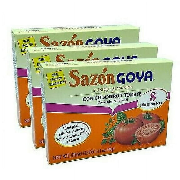 Goya Sazon Con Culantro Y Tomato-Seasoning with Culantro & Tomato 1.41oz 3 Pack