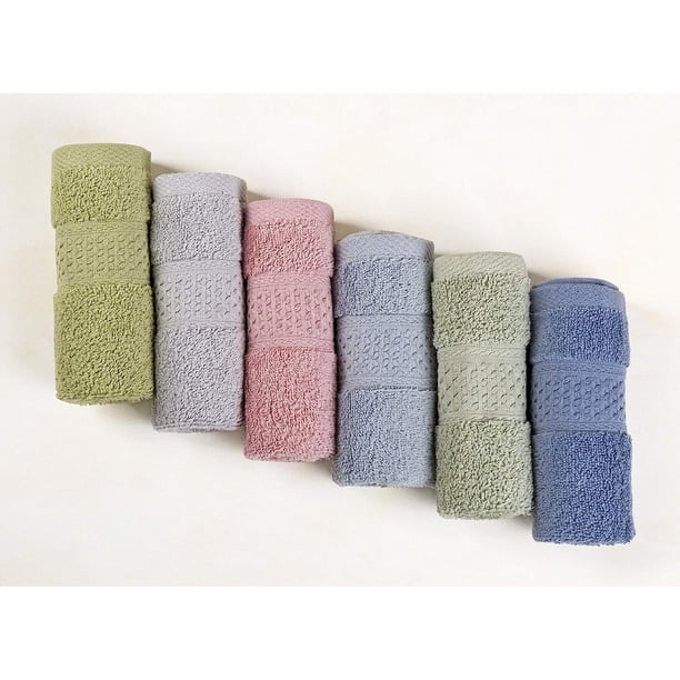Xiao Hua Toalla facial de algodón puro, juego de 6 colores, 13,4 x 13,4 pulgadas, toalla cuadrada suave y absorbente, juego de 6 piezas