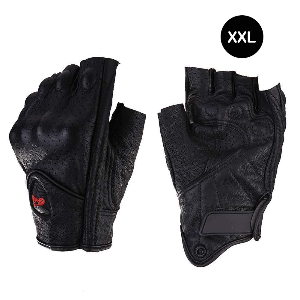 Motorbike Motorcycle Half Finger Gloves Knuckle Protection Summer Leather Soft