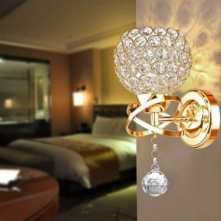 

Modern Crystal Wall Sconce Lamp Mirror Lighting Fixture Decorative E27 Socket Wall Mount Lamp For Bedside Porch Hallway（Without Light Source）