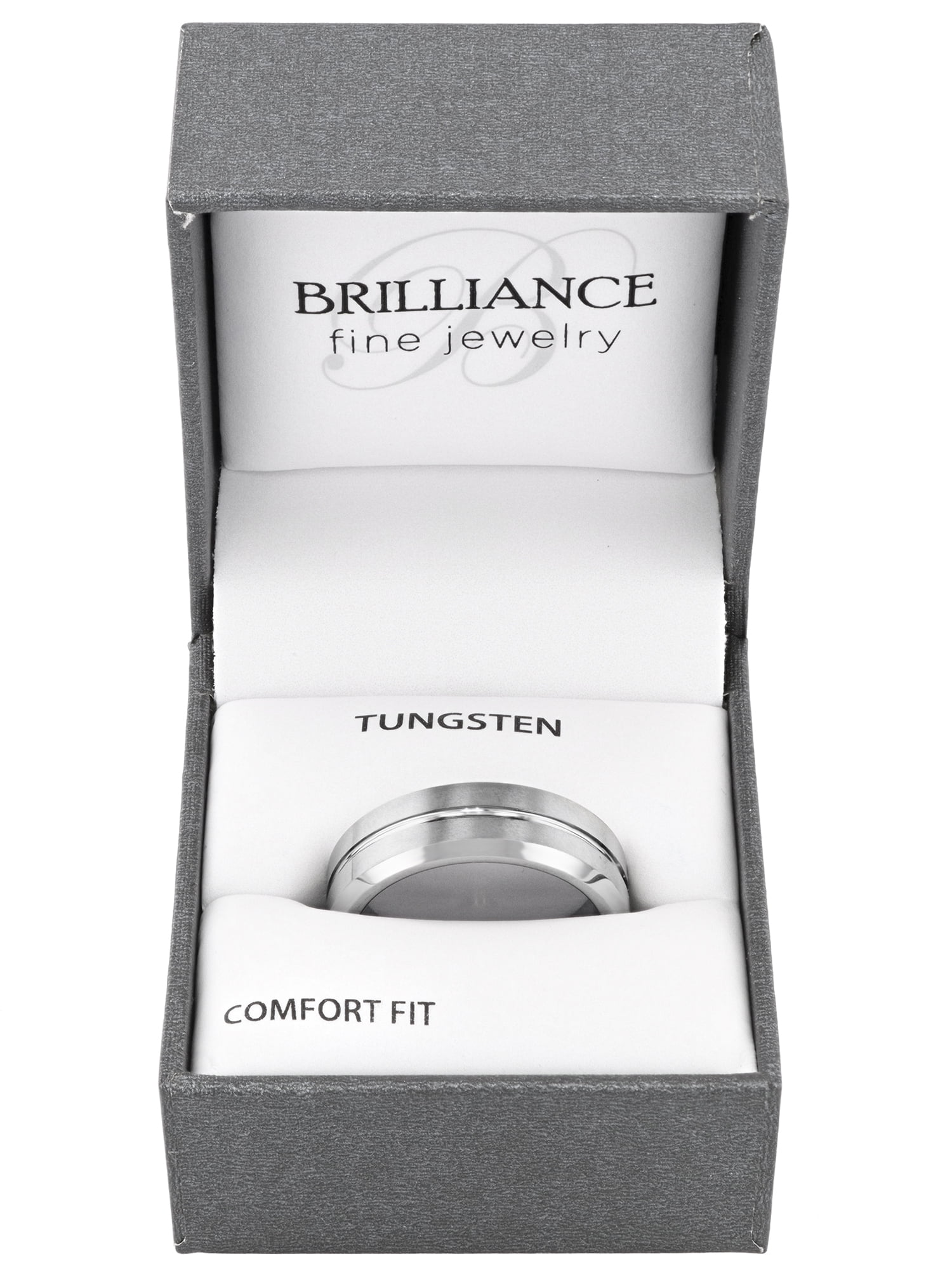Men's Tungsten 8MM Grooved Comfort Fit Wedding Band by Brilliance Fine Jewelry - Mens Ring