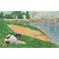 thumbnail image 2 of Seurat, Georges 32x21 Black Ornate Wood Framed with Double Matting Museum Art Print Titled - The Seine with Clothing on the Bank, 2 of 4