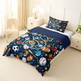 thumbnail image 2 of Erosebridal Ball Print Initial Letter S Twin Comforter Sets,Boys Ball Sport Baseball Football Pattern Bedding Set,Reversible navy blue,2-Piece, 2 of 7