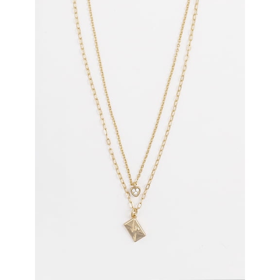 Time and Tru Women's Goldtone Heart and Envelope Layered Necklace