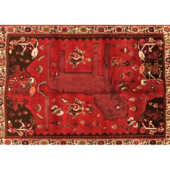 Ahgly Company Indoor Rectangle Animal Orange Traditional Area Rugs, 8' x 12'