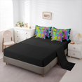 thumbnail image 5 of Castle Fairy Gothic Neon Abstract Skull Full Size Bedding Sets 7 Pieces,Vibrant Leopard Print Full Size Bed in a Bag,Blue Purple Green Lime,Black Reversible, 5 of 7