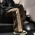thumbnail image 4 of Pantalones de chándal para hombre, otoño e invierno, de pana, a rayas, rectos, pantalones deportivos para hombre, ropa de calle, informal, para correr, grandes, altos y holgados, 4 of 4
