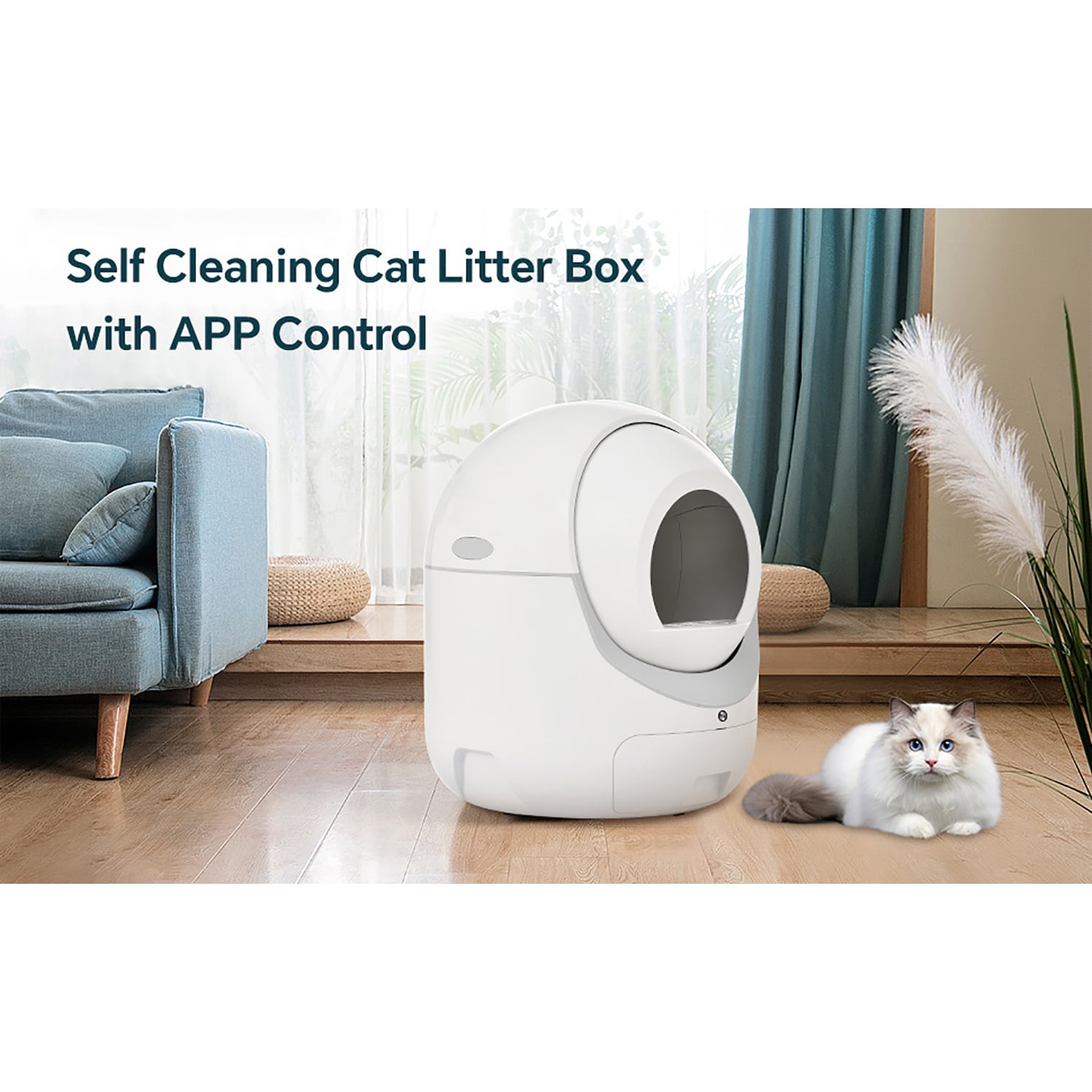 Spaco Self-Cleaning Litter Box for Multiple Cats, Automatic Dumping for All Kinds of Cat Litter, APP Control, Support 2.4G WiFi, White Spaco Self-Cleaning Litter Box for Multiple Cats, Automatic Dumping for All Kinds of Cat Litter, APP Control, Support 2.4G WiFi, White