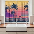thumbnail image 2 of Ambesonne Palms Kitchen Curtains, Ombre Line Sunset Sea Scenery, 55"x39", Mustard Coral Violet, 2 of 3