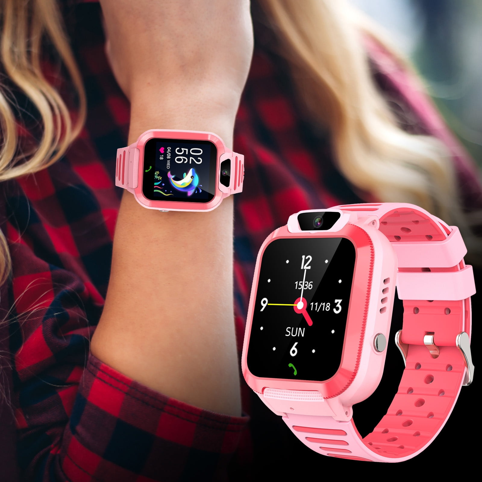Byujiro Children's Smart Watch Intelligent Watch with High-definition Touchscreen and Camera for Video Calls 4G Student Card Pluggable Phone Watch Accurate Positioning for Boys Girls