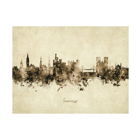 Michael Tompsett 'Inverness Scotland Skyline Vintage' Canvas Art