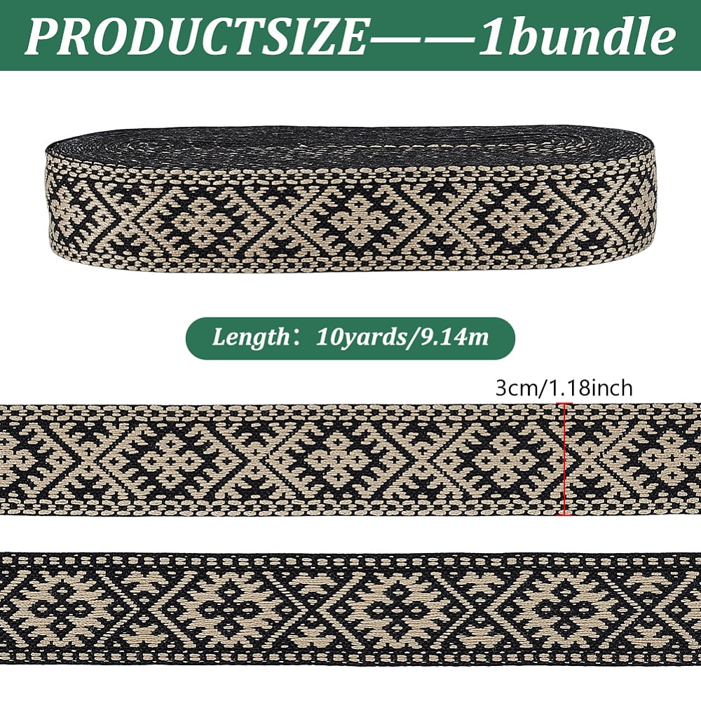 10Yards Ploycotton Webbing 1-1/8 Inch Black White Jacquard Webbing Strap Embroidery Flower Ribbon Strap Purse Straps Belt DIY