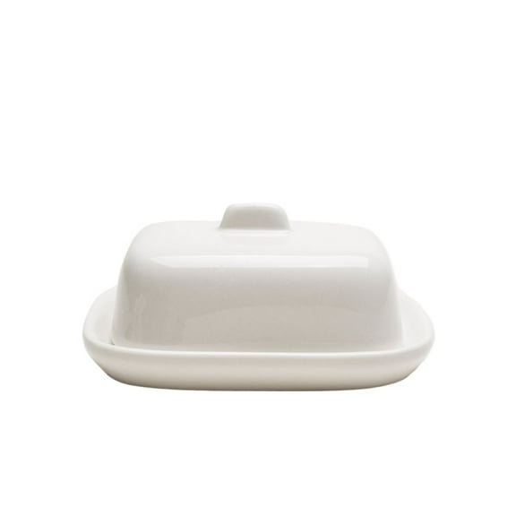 Butter Dish Porcelain White Countertop Butter Keeper with Lid for Kitchen