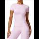 thumbnail image 1 of Camiseta Básica de Verano para Mujer, Corta, Cuello Redondo, Corte Ajustado, Top Corto Rosa S, 1 of 10