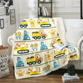 thumbnail image 1 of Blanket Cartoon Construction Vehicles Fleece Blanket Machinery Cars Print, 1 of 4