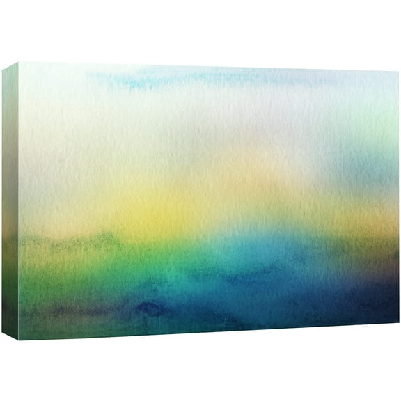 wall26 Canvas Print Wall Art Blue, Green & Yellow Paint Stroke Color Field Abstract Shapes Illustrations Modern Art Minimalist Scenic Dramatic Multicolor for Living Room, Bedroom, Office - 12&quo