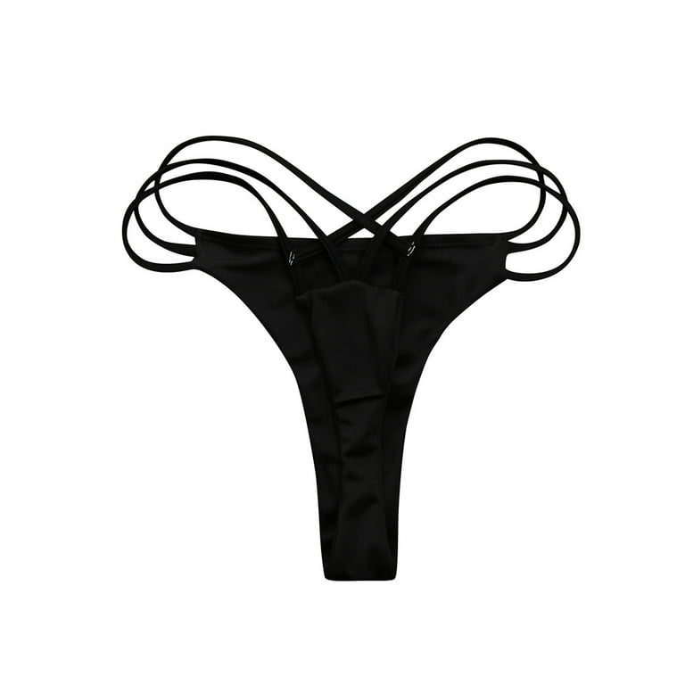 TANGNADE Women Sexy Bottoms Swimsuit Bikini Swimwear Cheeky Thong V Swim  Trunks Black + L 