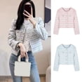 thumbnail image 2 of Fall Spring Women Jacket Retro Button Decoe Round Neck Single-breasted Chest Pockets Long Sleeves Loose Commuting Dating Coat, 2 of 7