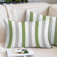 thumbnail image 3 of Green Grey Stripe Pillow Covers 24x36 Inch Cal King Size, Modern Farmhouse Vertical Striped Decorative Pillowcase with Zipper, Microfiber Breathable Pillowcases for Sofa Bed Living Room, 3 of 9