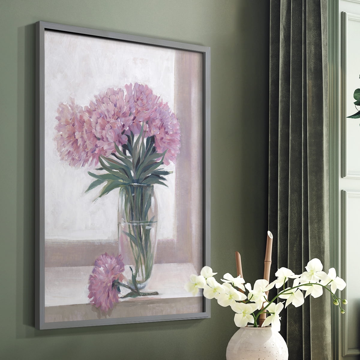 Windowsill Floral I Framed Print - Solid Wood in Single Picture Frame Solid Wood 2 Framed Print