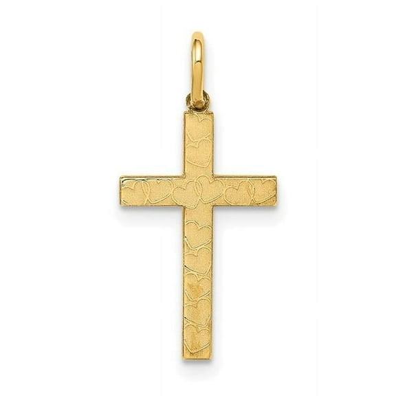 Finest Gold 14K Yellow Gold Laser Designed Cross Charm