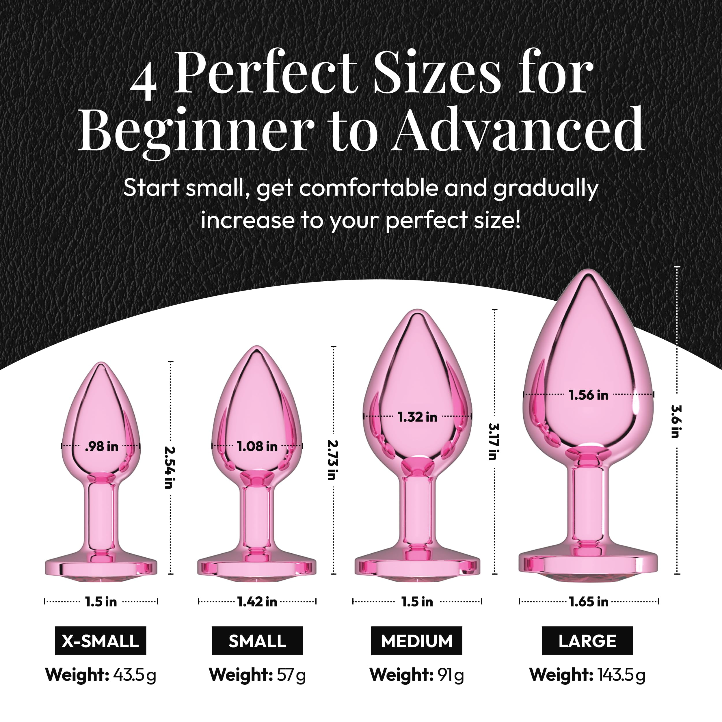 Session Butt Plugs, 4-Piece Training Set, Anal Plug Toys, Stainless Steel  Jewel Charm, Silver & Pink, Circle Shape