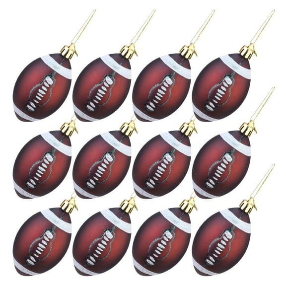 OUNONA 12Pcs Brown Rugby Football Tree Ornaments Plastic Christmas Ball Decorations