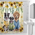 thumbnail image 4 of Shower Curtain for Bathroom Cute Blue Green Dog Watercolors Sunflowers Waterproof Bath Curtains Shower Curtains with Hooks,Floral Leaves Bathroom Curtain Privacy Drapes for Bathtubs Toilet 72x72in, 4 of 9