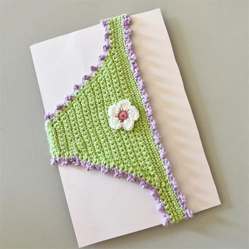 Handmade Crochet Bikini Bookmark, Funny Yarn Underwear Book Marks for Women & Men, Unique Hand Knitted String Bikini Page Separator, Quirky Gifts for Book Lovers, Students & Reading Enthusiasts