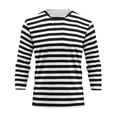 thumbnail image 3 of Ceisia Men's Spring Summer Casual Regular Fit Crew Neck Three-Quarter Sleeve T-Shirt Multi-Color Striped Cotton-Like Jersey Stretch Fabric Black M Gifts, 3 of 6