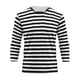 thumbnail image 3 of Ceisia Men's Spring Summer Casual Regular Fit Crew Neck Three-Quarter Sleeve T-Shirt Multi-Color Striped Cotton-Like Jersey Stretch Fabric Black XXL Gifts, 3 of 6
