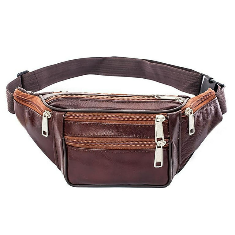 Leather Mens Fanny Pack Black Mens Waist Bag Hip Pack Belt Bag For