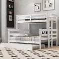 thumbnail image 3 of Euroco Wood Twin XL over Queen Bunk Bed with Trundle, 3 Beds in One Design, White, 3 of 14