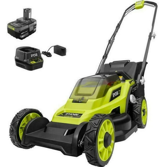 RYOBI Cordless Battery Walk Behind Push Lawn Mower 4-Amp 18-Volt Batter Charger