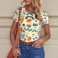 thumbnail image 4 of Cauagu Peanuts 8 Women's Crew Neck Round Short Sleeve T Shirts Tops Bodysuit Daily Jumpsuit-Small, 4 of 7
