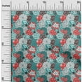 thumbnail image 2 of oneOone Cotton Silk Dusty Teal Green Fabric Florals Sewing Craft Projects Fabric Prints By Yard 42 Inch Wide, 2 of 5