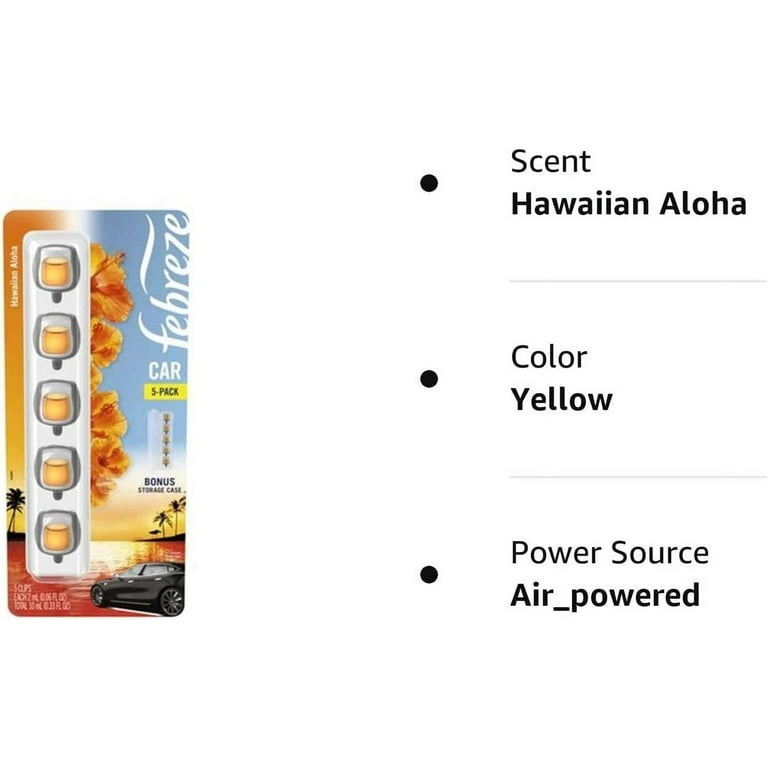Febreze Car Air Fresheners, Hawaiian Aloha, Odor Fighter for Strong Odors  Car Vent Clips (16 Count)