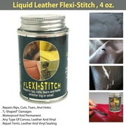 Liquid Leather - Flexi-Stitch Vinyl Material Repair Kit Rip Cuts Holes Wide Adhesive - Black 4 oz.